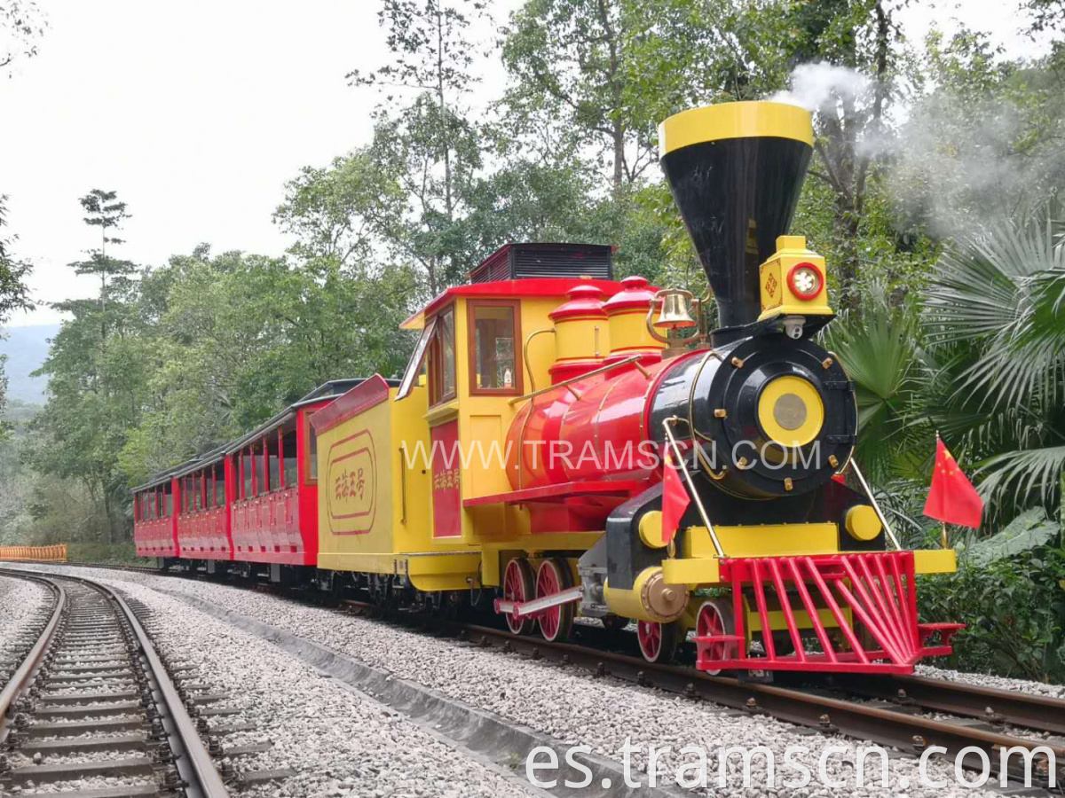 sightseeing train red and yellow colour